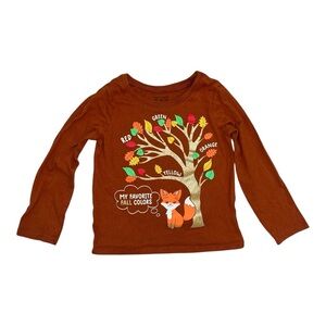 Children’s Place Light Brown Long Sleeve Shirt with Fox & Fall Tree, 3T